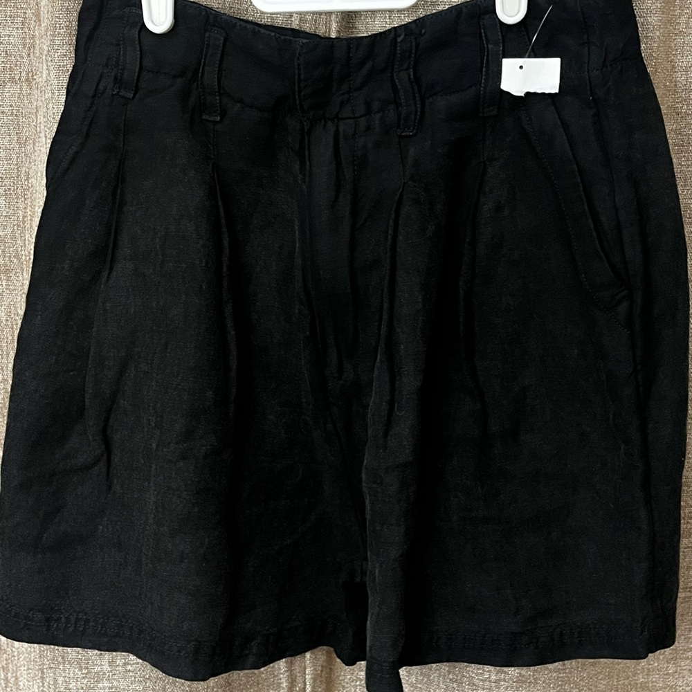 Free People Black Linen Shorts
